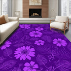 Purple Floral Line Art Design Rug