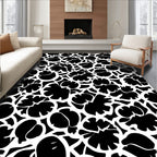 Monochrome Floral Silhouette Pattern Rug