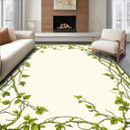 Green Vine Botanical Border Design Rug