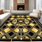 Geometric Golden Art Deco Rug