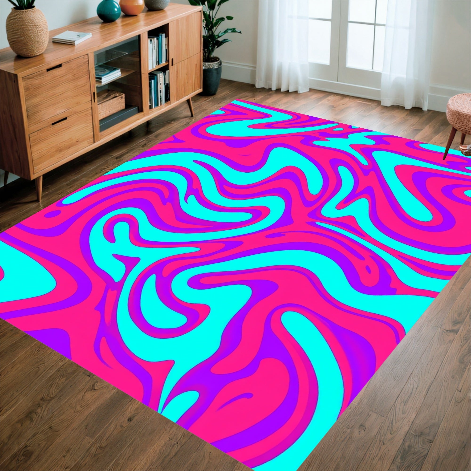 Vibrant Swirl Abstract Rug