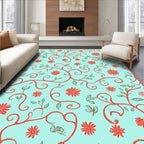 Coral Vine Flower Pattern Rug