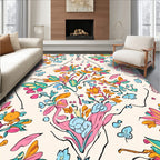 Vibrant Floral Swirls Petals Design Rug