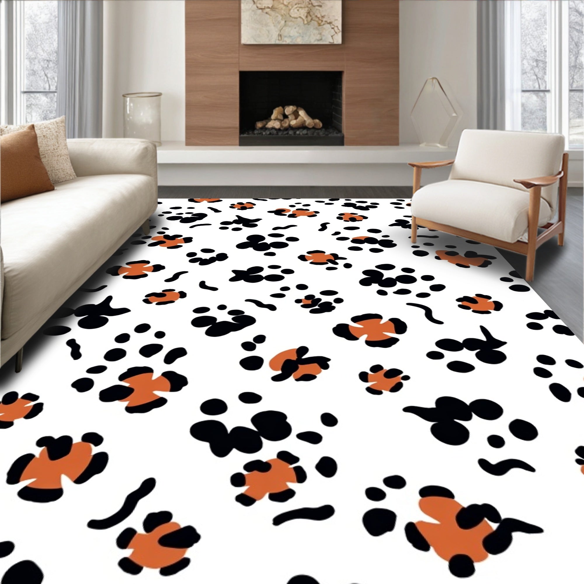 Abstract Spotty Paw Print Pattern Rug
