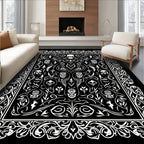 Gothic Skull Floral Ornament Rug