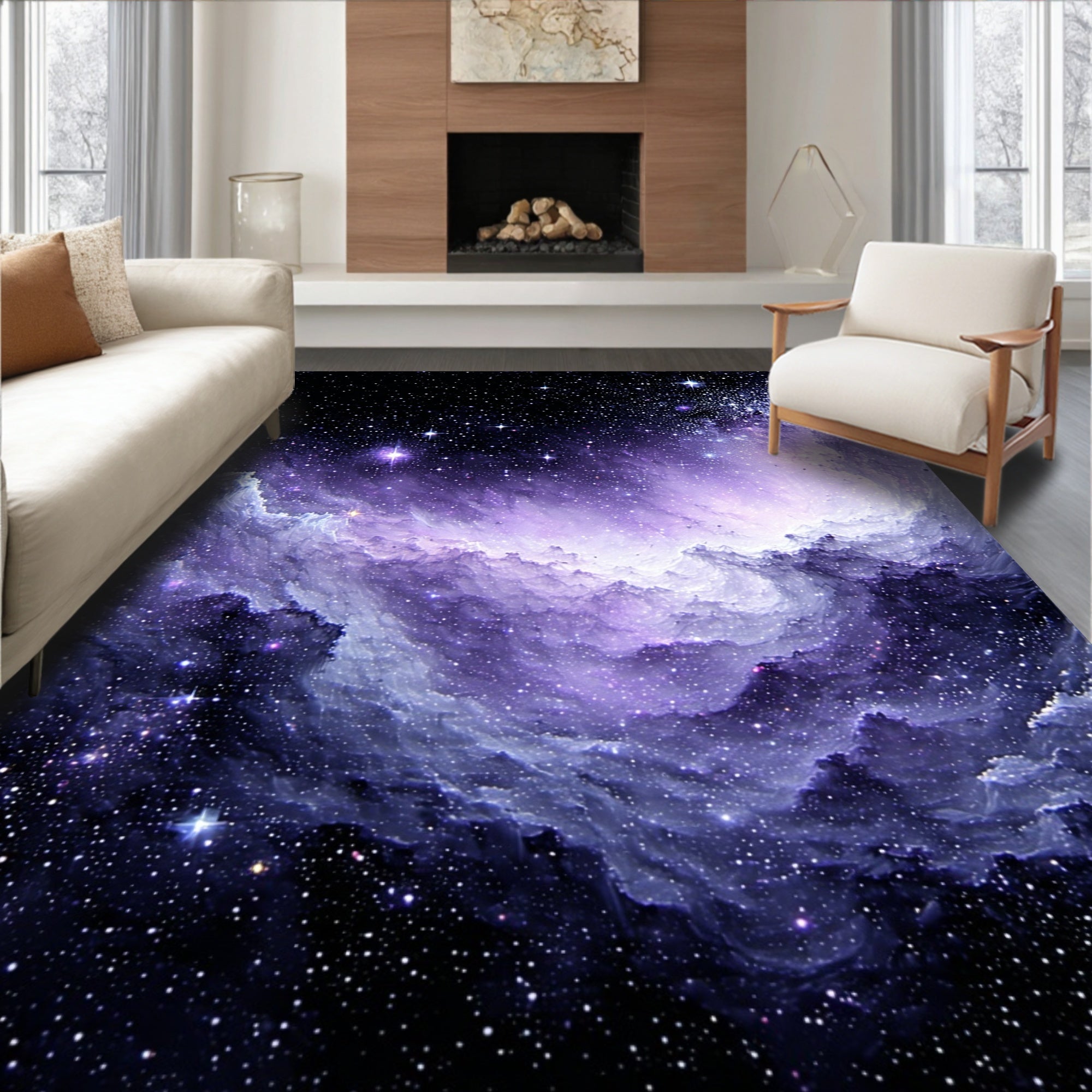 Galaxy Swirl Starry Night Design Rug