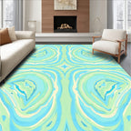 Soft Aqua Cream Swirl Kaleidoscope Rug
