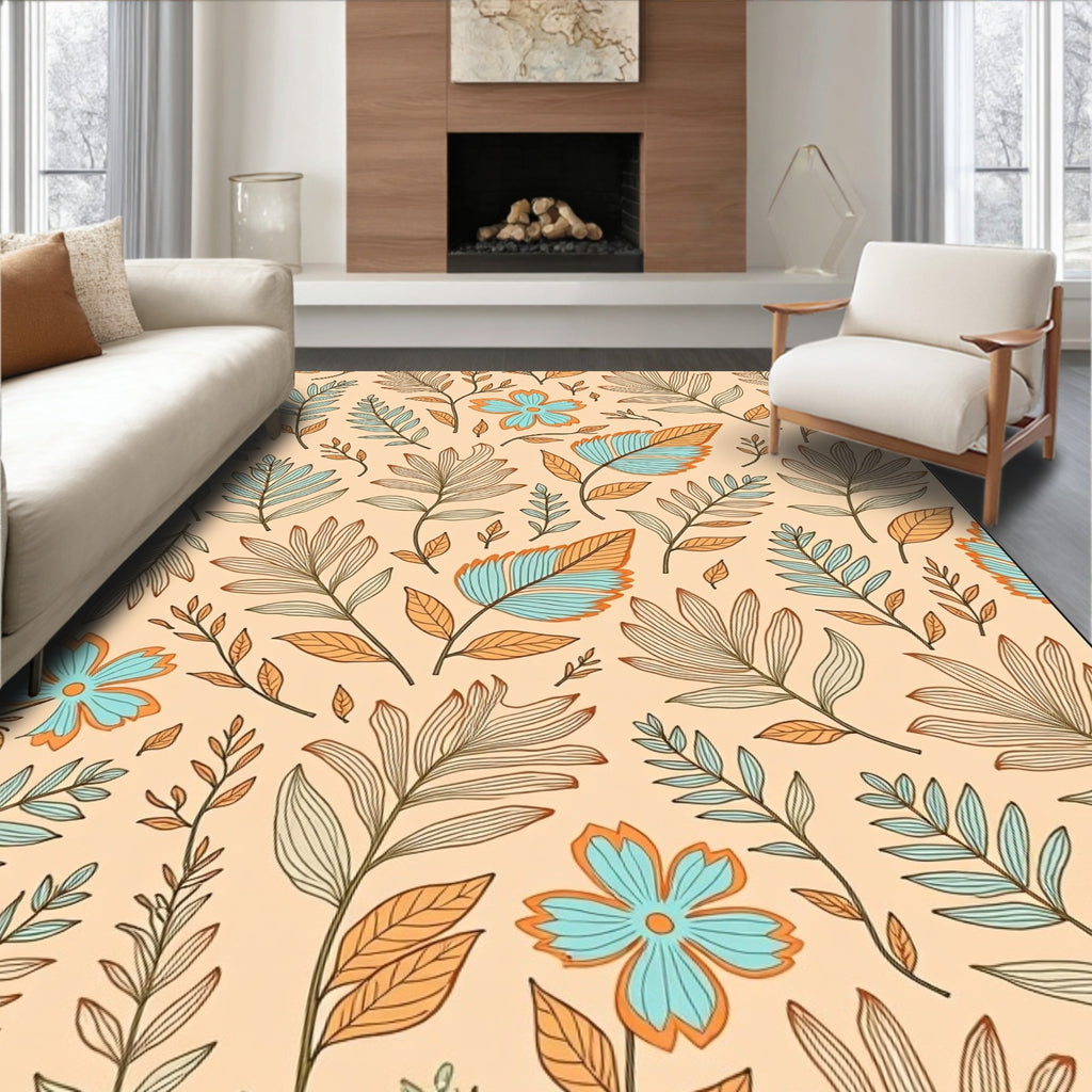 Abstract Floral Line Art Design Rug