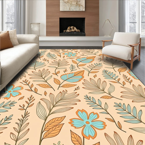 Abstract Floral Line Art Design Rug
