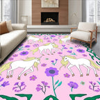 Whimsical Unicorns Floral Garden Rug