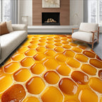 Golden Honeycomb Hexagonal Pattern Rug