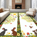 Spring Meadow Whimsical Forest Scene Rug