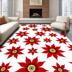 Bold Scarlet Flower Scatter Rug