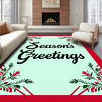 Red Floral Green Leaf Border Rug