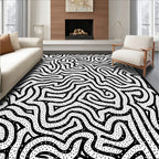 Black And White Maze Pattern Rug