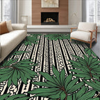 Lush Green Foliage Vertical Stripe Design Rug