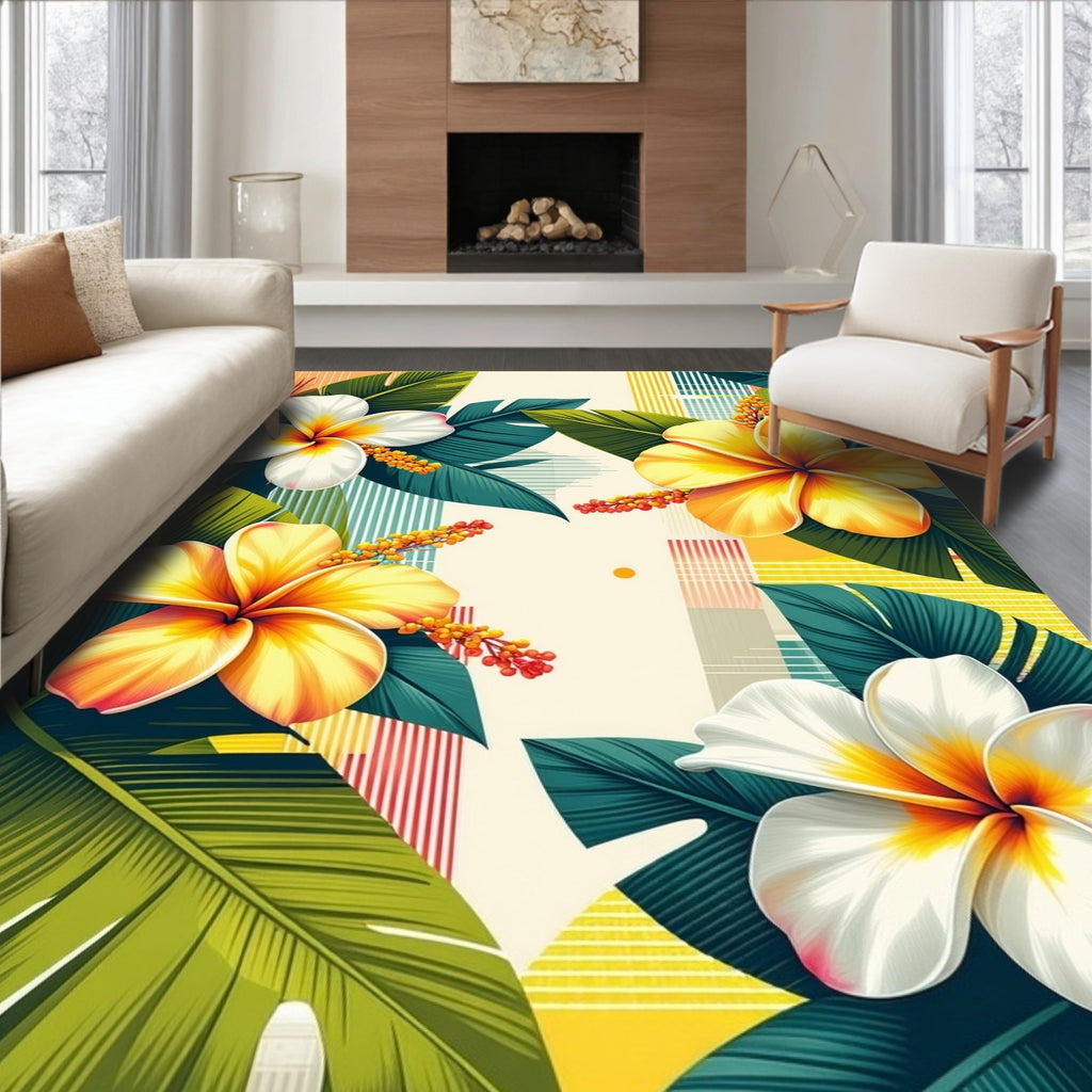 Tropical Bloom Leaf Design Rug