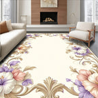Vintage Floral Scroll Border Design Rug