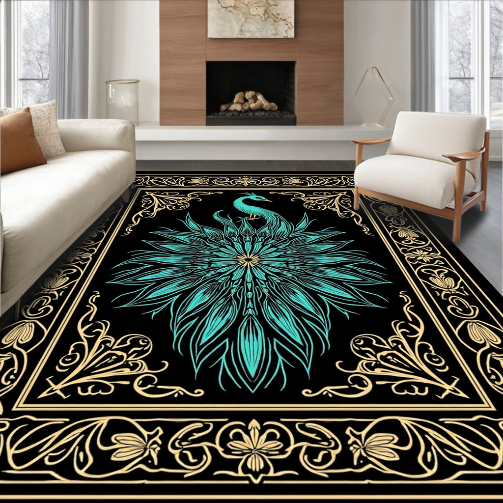 Peacock Mandala Patterned Art Rug