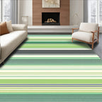 Green Toned Horizontal Stripe Design Rug