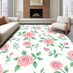 Pink Roses Floral Pattern Rug