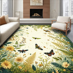 Enchanting Garden Butterfly Nature Scene Rug