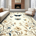 Elegant Floral Insect Scrollwork Design Rug