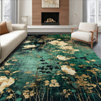 Emerald Garden Floral Gold Design Rug
