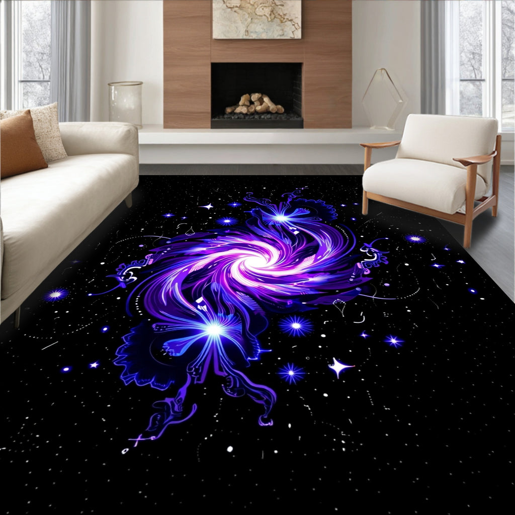 Cosmic Purple Galaxy Swirl Rug