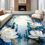 Serene Landscape Floral Crystal Art Rug