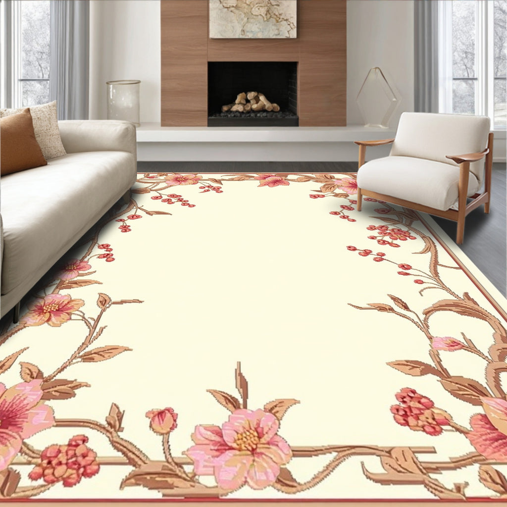 Delicate Floral Vine Pattern Rug