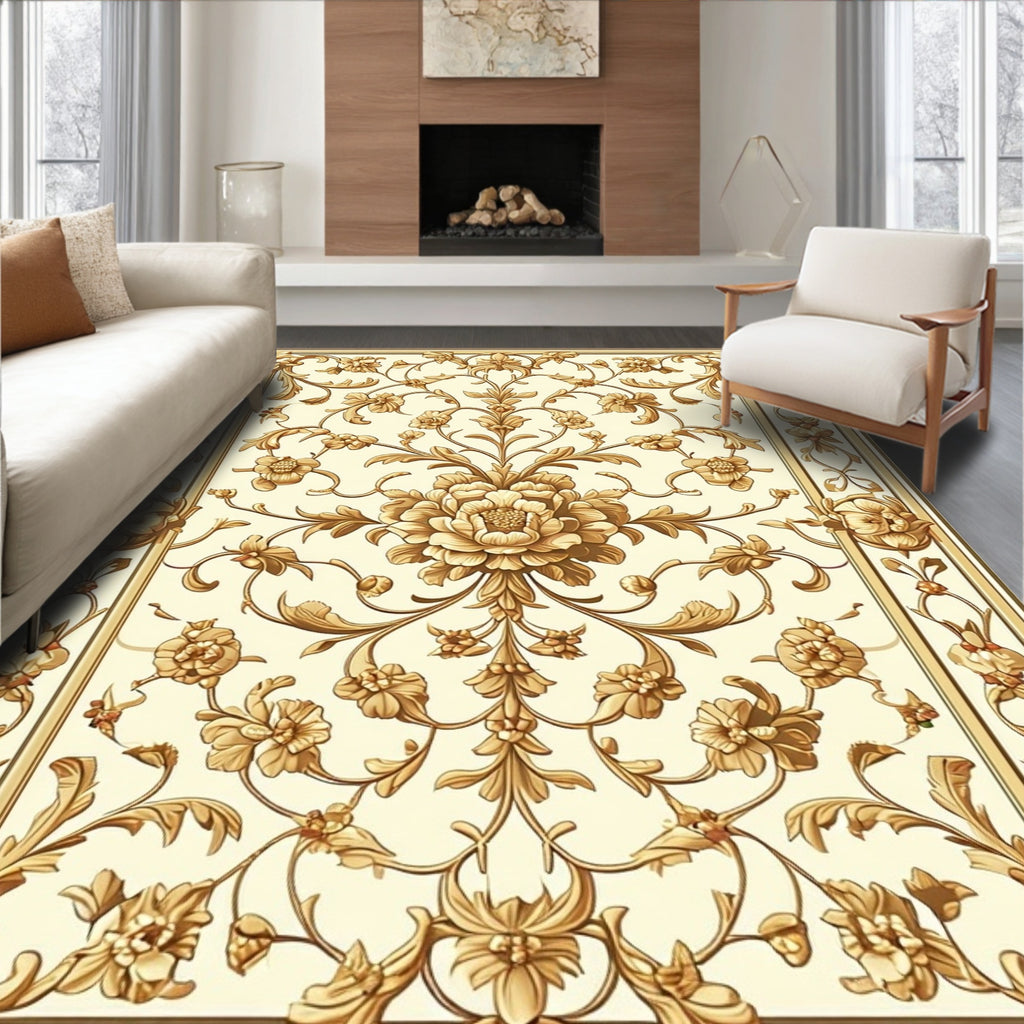 Ornate Floral Patterned Vintage Rug