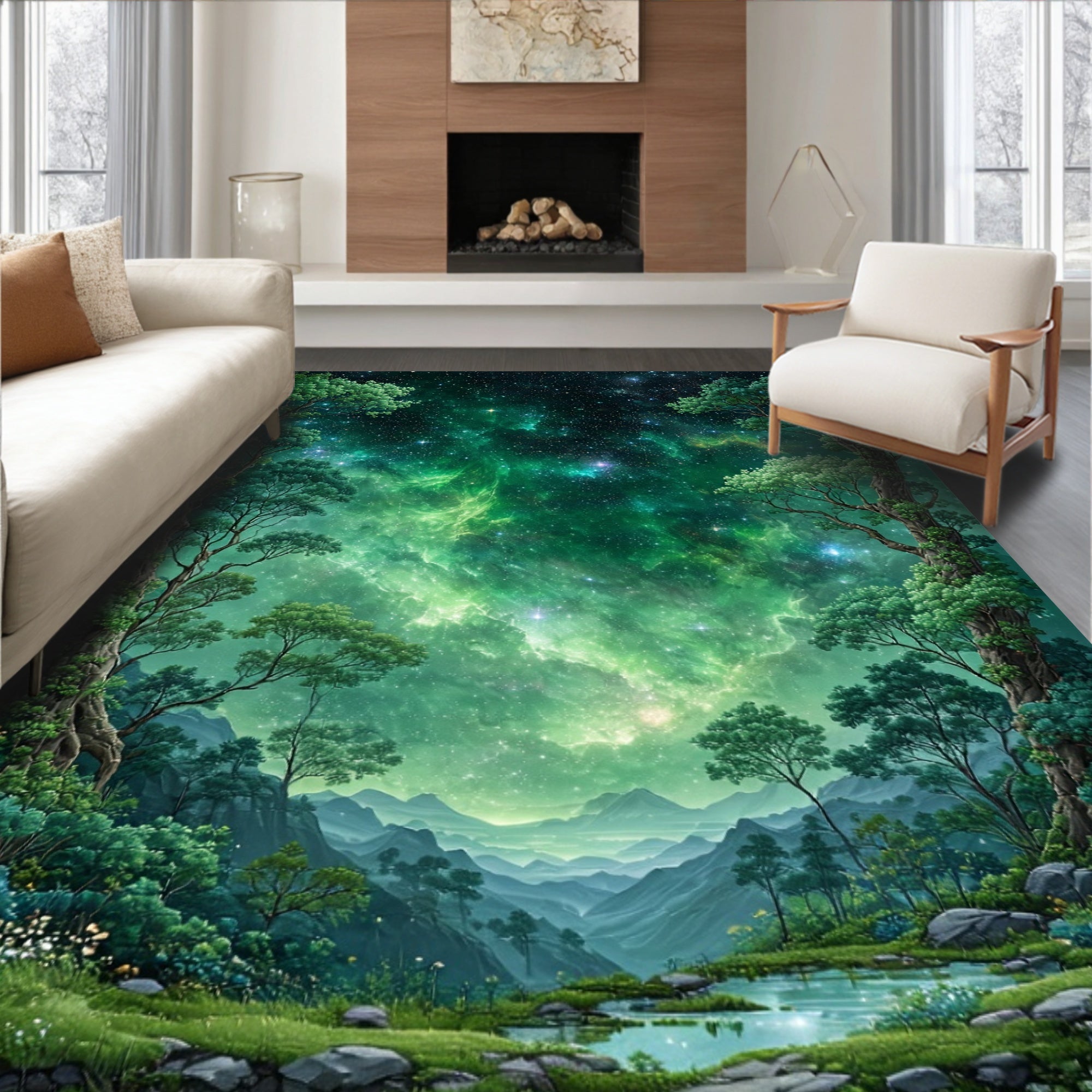 Galactic Forest Dreamscape Rug