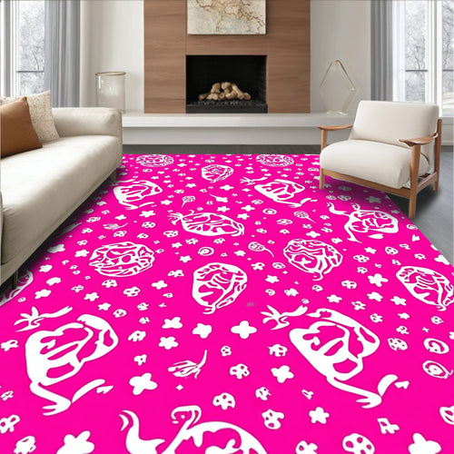 Abstract Figure Pink White Pattern Rug