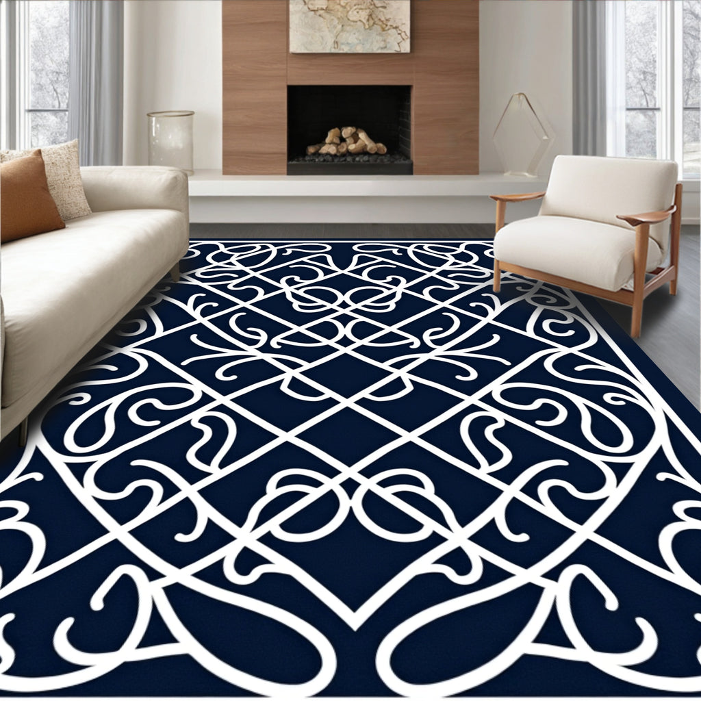 Ornate Scrolled Lattice Design Rug