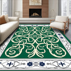 Elegant Cream Floral Border Design Rug