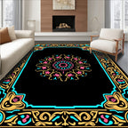Exotic Floral Frame Mandala Design Rug