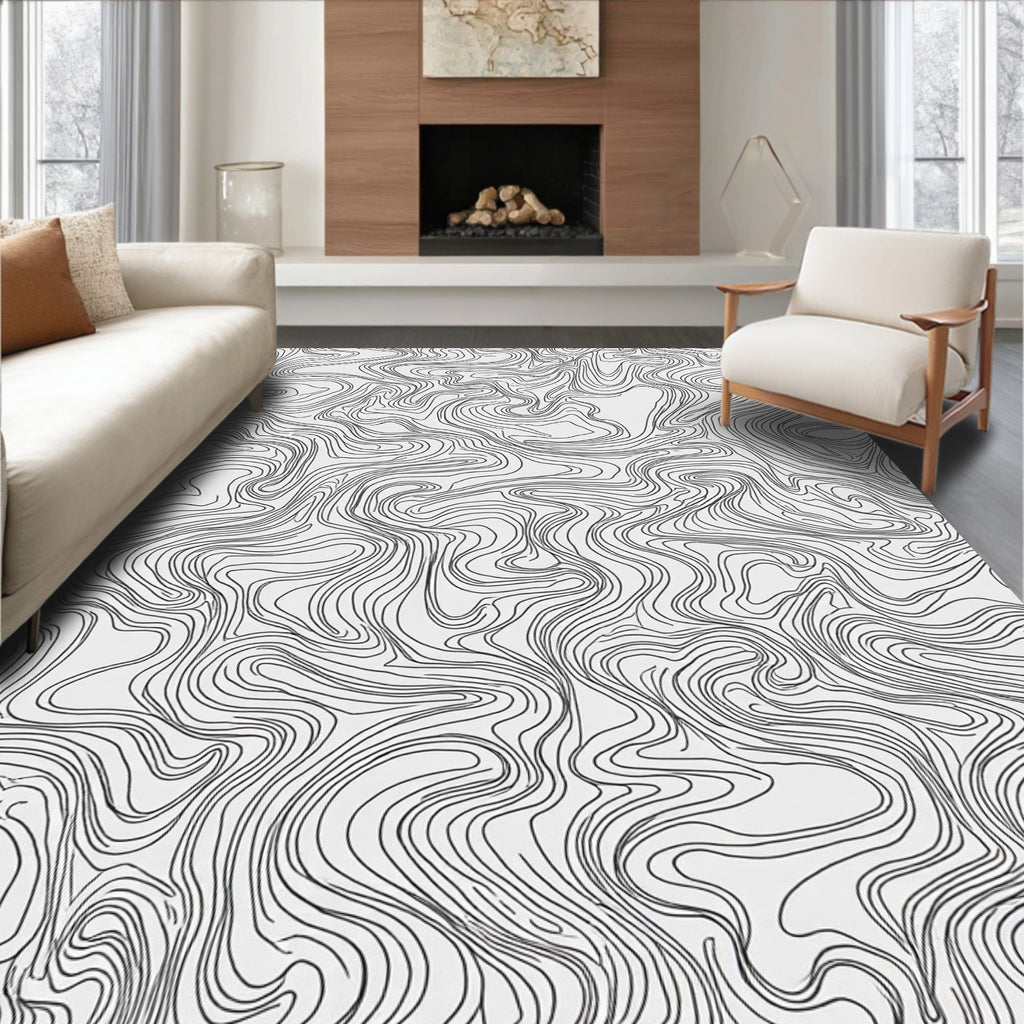 Abstract Topographical Contour Pattern Rug