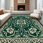 Elegant Floral Scroll Border Patterned Rug