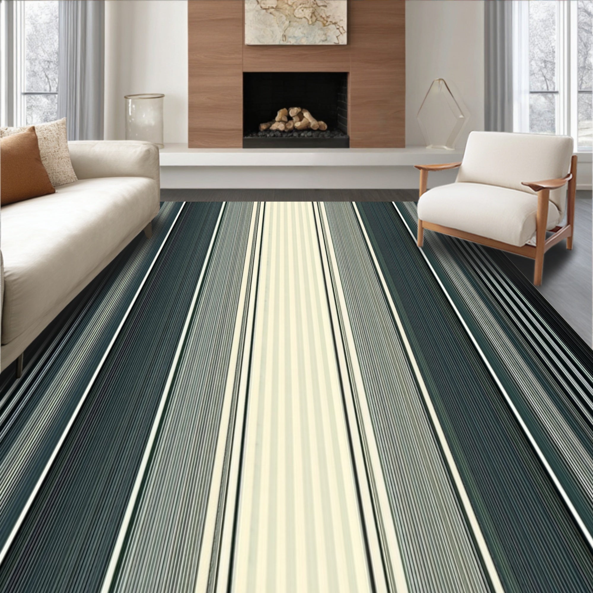 Monochromatic Gradient Stripe Pattern Rug