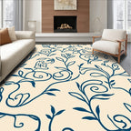 Navy Blue Floral Vine Design Rug