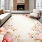 Elegant Floral Swirl Gold Accent Rug