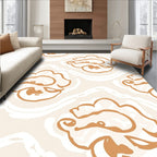 Abstract Floral Lines On Cream Rug