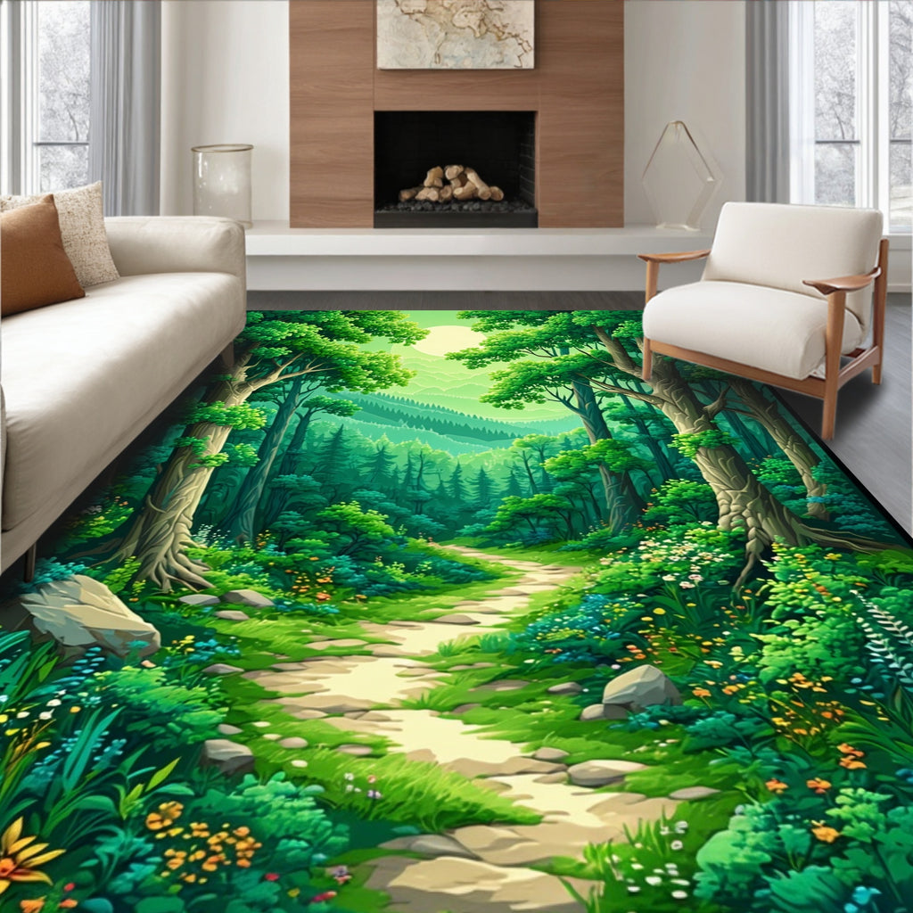 Enchanting Forest Path Whimsical Design Rug