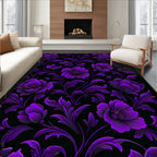 Royal Purple Floral Vine Pattern Rug