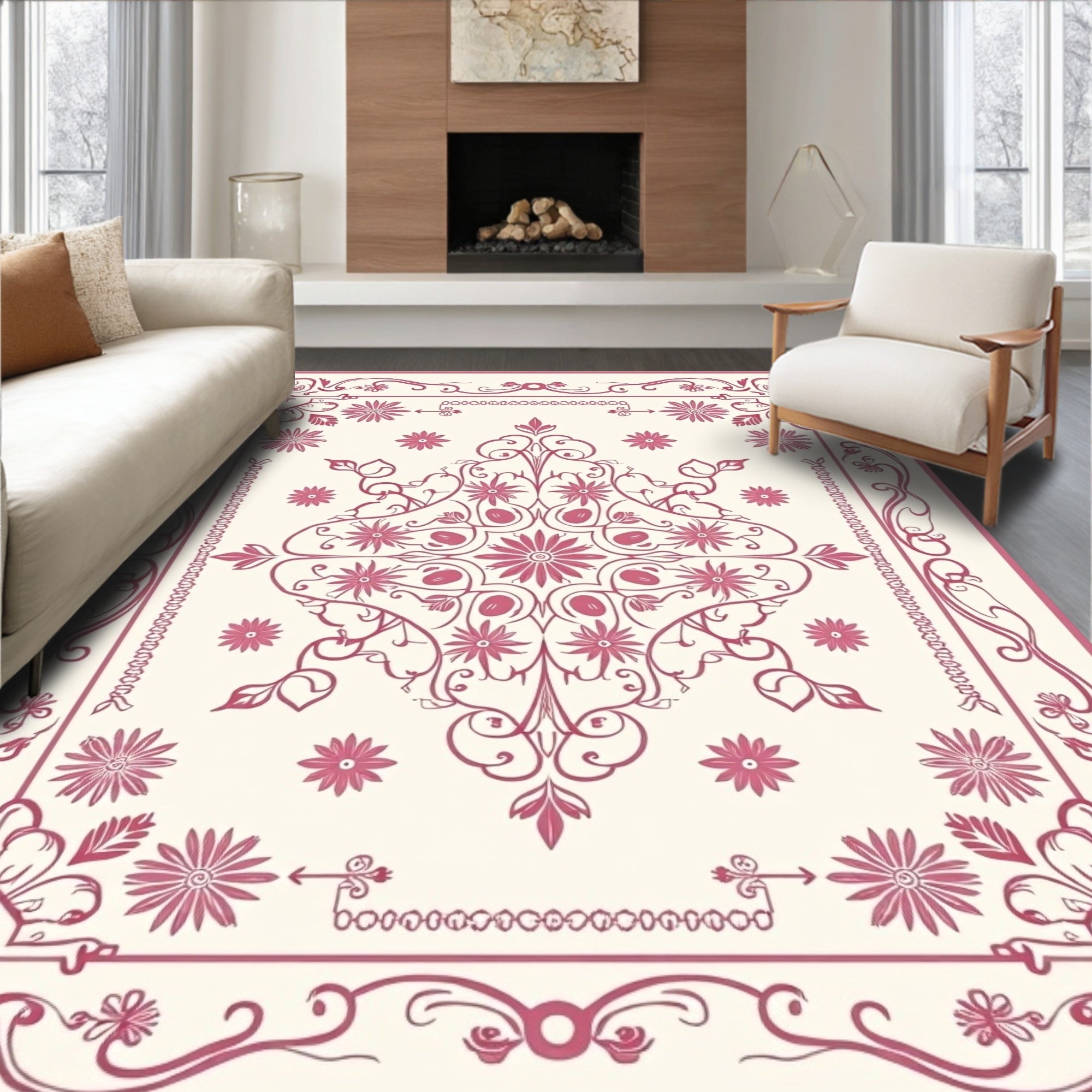 Floral Bandana Inspired Outline Art Rug
