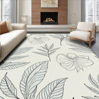 Botanical Line Art Floral Pattern Rug