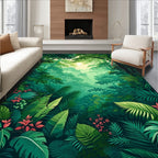 Lush Jungle Canopy With Tropical Foliage Rug