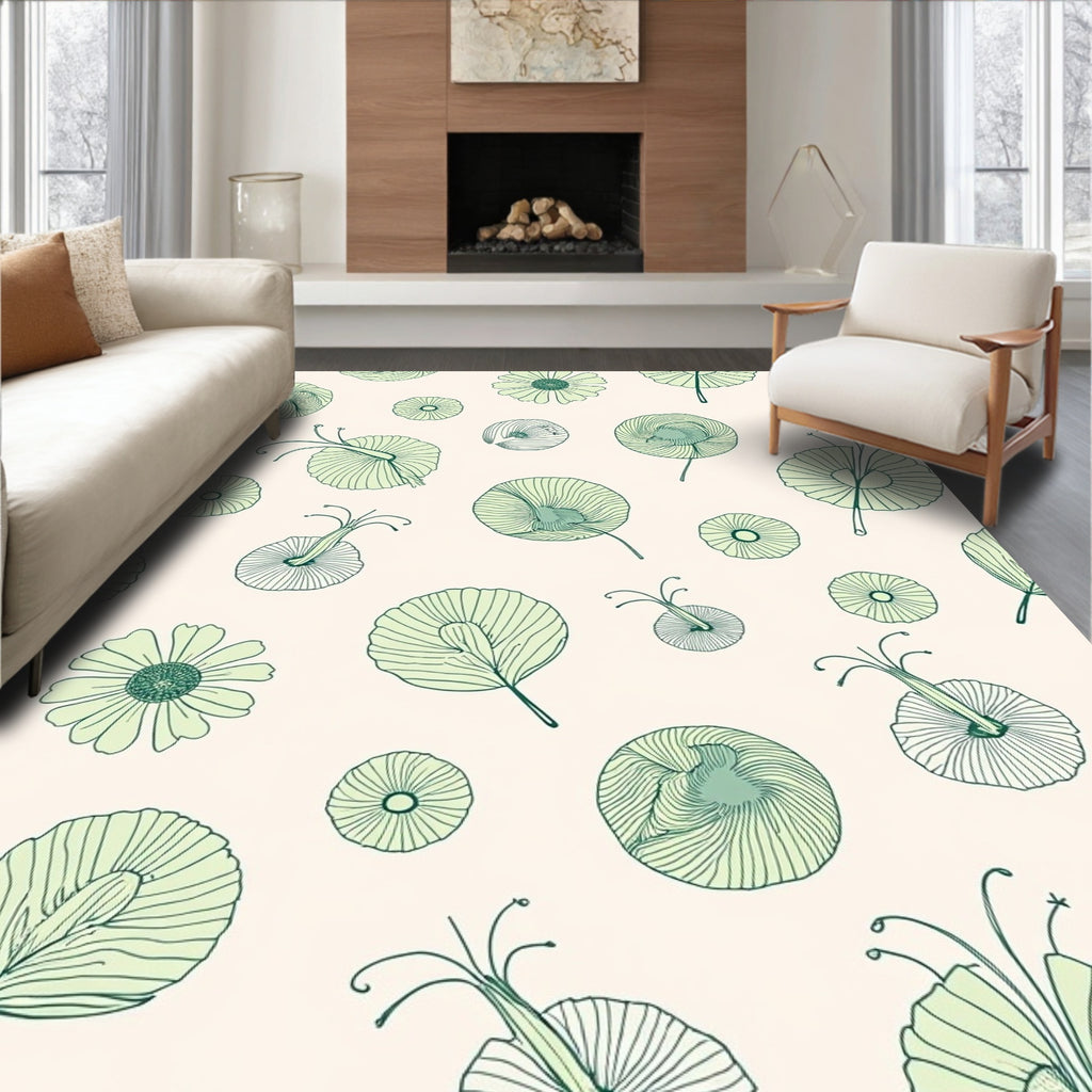 Delicate Floral Swirls Pattern Rug
