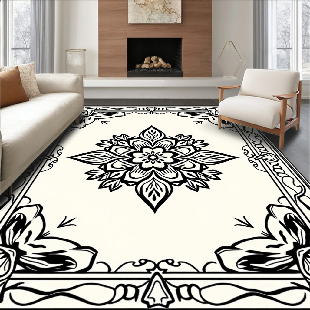 Ornate Floral Medallion Pattern Rug
